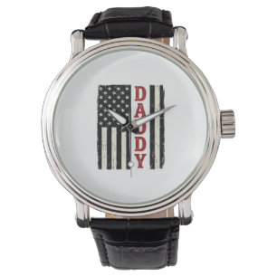 Vintage Daddy American Flag Shirt Design_1 Armbanduhr