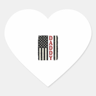 Vintage Daddy American Flag Shirt Design_1 Herz-Aufkleber