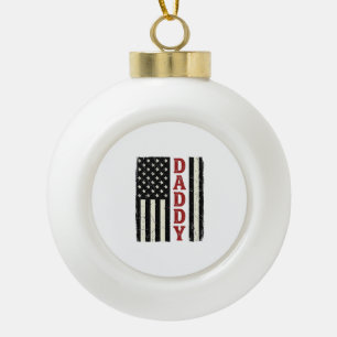 Vintage Daddy American Flag Shirt Design_1 Keramik Kugel-Ornament