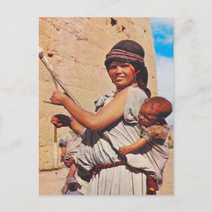 Vintage, Dades, Mutter und Kinder bei der Arbeit Postkarte