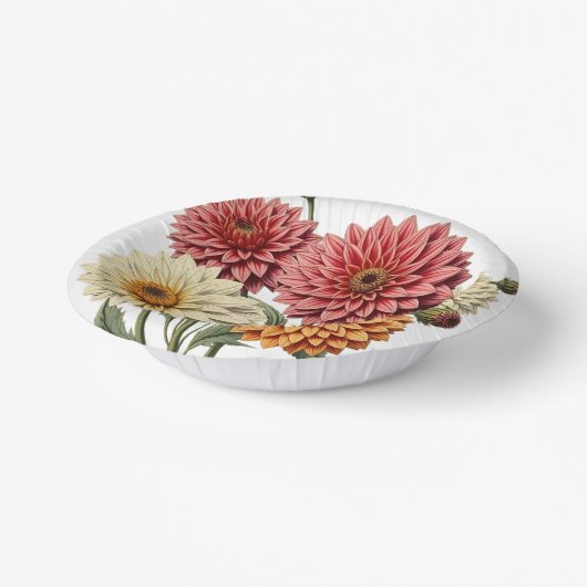 Vintage Dahlia Pappteller (Gewinkelt)