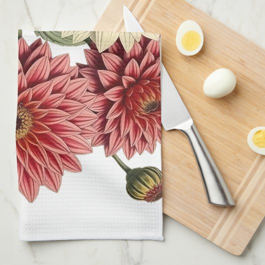 Vintage Dahlias Geschirrtuch (Viertel Falte)