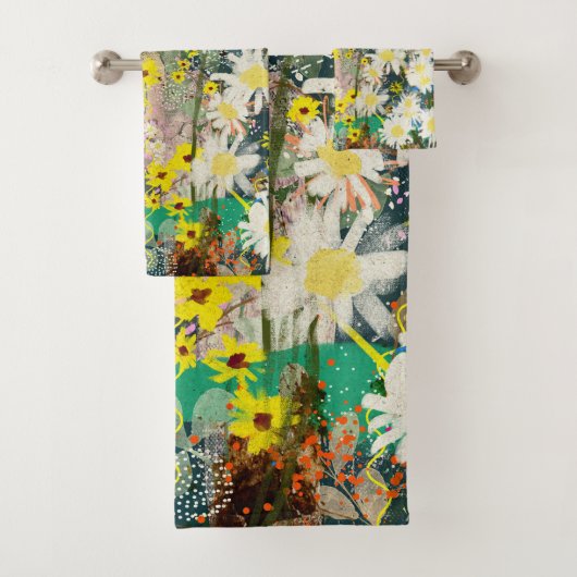 Vintage Daisies - Natur Inspiriert Blumenstrauß - Badhandtuch Set (Insitu)