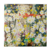 Vintage Daisies - Natur Inspiriert Blumenstrauß - Fliese (Vorderseite)