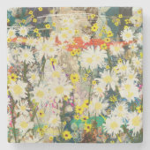 Vintage Daisies - Natur Inspiriert Blumenstrauß - Steinuntersetzer (Vorderseite)