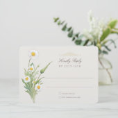 Vintage Daisies Wedding RSVP Card Einladung (Stehend Vorderseite)