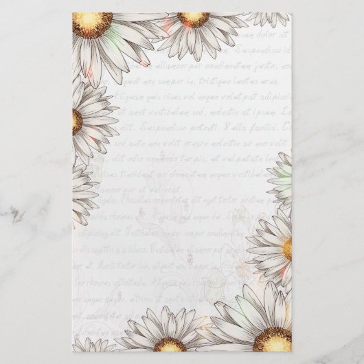 Vintage Daisies & Writing Briefpapier (Vorderseite)