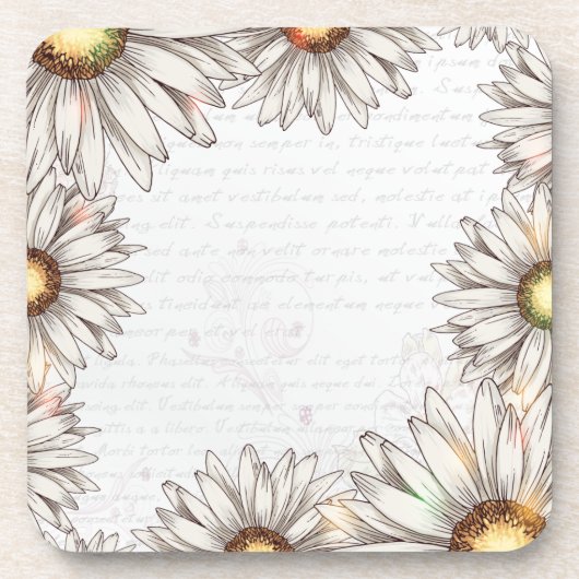 Vintage Daisies & Writing Untersetzer (Vorderseite)