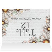 Vintage Daisies & Writing Wedding Tischnummer (Innenansicht Horizontal (Oben))