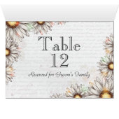 Vintage Daisies & Writing Wedding Tischnummer (Innenansicht Horizontal (Unten))