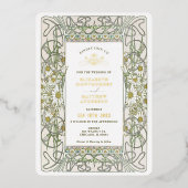 Vintage Daisy Art Nouveau Hochzeit Folieneinladung (Vorderseite)