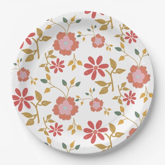 Vintage-Daisy-Blumenmuster Pappteller (Vorderseite)