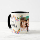 Vintage Daisy Boho Regenbogen Personalisiertes Fot Tasse (Vorderseite Links)