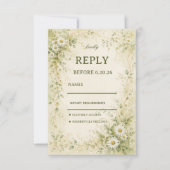 Vintage-Daisy-Botanik RSVP Karte (Vorderseite)