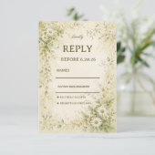 Vintage-Daisy-Botanik RSVP Karte (Stehend Vorderseite)