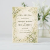 Vintage-Daisy-Botanik Save The Date (Stehend Vorderseite)