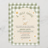 Vintage Daisy Green Goose Baby Dusche Einladung (Vorne/Hinten)