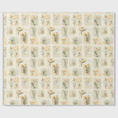 Vintage-Daisy-Herbarium-Collage  Geschenkpapier (Flach)