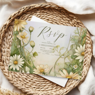 Vintage-Daisy-Hochzeit im Jugendstil RSVP Karte