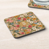 Vintage Daisy Pattern - Mustard Getränkeuntersetzer (Linke Seite)