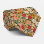 Vintage Daisy Pattern - Mustard Krawatte (Gerollt)