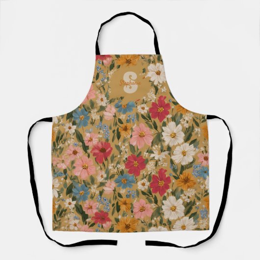 Vintage Daisy Pattern - Mustard Schürze (Vorderseite)