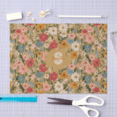 Vintage Daisy Pattern - Mustard Seidenpapier (Handwerk)