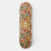 Vintage Daisy Pattern - Mustard Skateboard (Vorderseite)