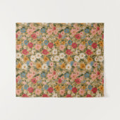 Vintage Daisy Pattern - Mustard Wandteppich (Vorderseite (Horizontal))