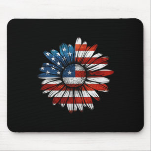 Vintage Daisy Usa Amerikanische Flagge 4. Juli Pat Mousepad