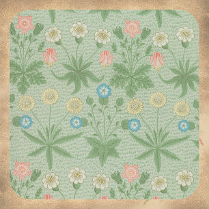 Vintage Daisy - William Morris Blumenmuster Quadratischer Aufkleber