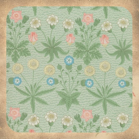 Vintage Daisy - William Morris Blumenmuster Quadratischer Aufkleber