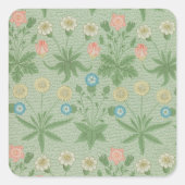 Vintage Daisy - William Morris Blumenmuster Quadratischer Aufkleber (Vorderseite)
