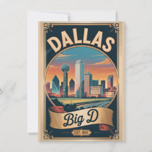 Vintage Dallas Texas Big D Retro-Reise Feiertagskarte