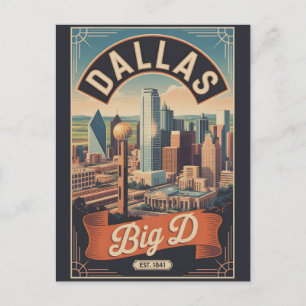 Vintage Dallas Texas Big D Retro-Reise Postkarte