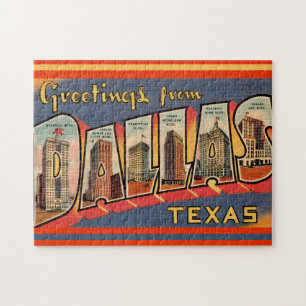 Vintage-Dallas-Texas-Postkarte Puzzle