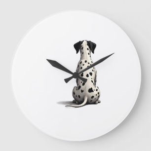 Vintage-Dalmatiner-Hund von hinten Illustration Mi Große Wanduhr