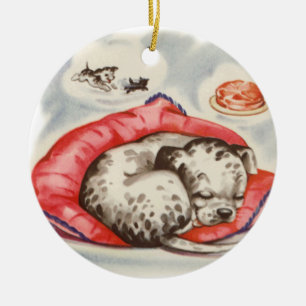 Vintage-Dalmatiner-Welpe träumt Keramik Ornament