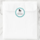 Vintage Damask Baby Carriage Baby Dusche Runder Aufkleber (Tasche)