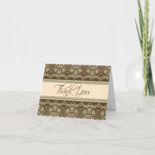 Vintage Damask Baroque Lace Thank You Card: peach Dankeskarte