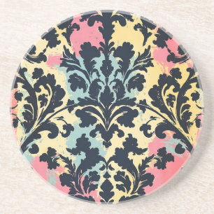 Vintage-Damask-Blütenmuster Getränkeuntersetzer