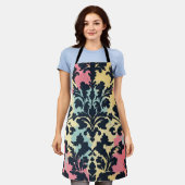 Vintage Damask-Blütenmuster Schürze (Getragen)