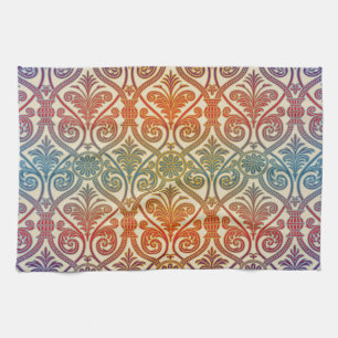 Vintage Damask Contour-Tapete - blau violett Geschirrtuch