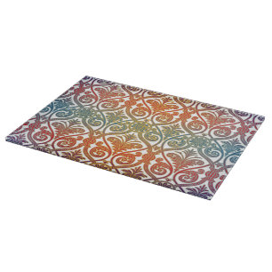 Vintage Damask Contour-Tapete - blau violett Schneidebrett