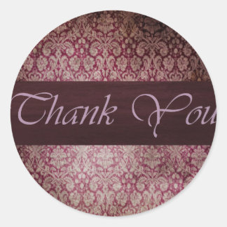 Vintage Damask Danke Sticker/Siegel Runder Aufkleber
