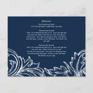 Vintage Damask Direction Card Navy Blue & White Begleitkarte
