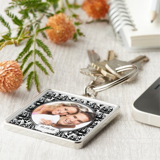 Vintage Damask-Foto-Schlüsselkette Schlüsselanhänger (Seite)