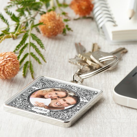 Vintage Damask-Foto-Schlüsselkette Schlüsselanhänger (Seite)
