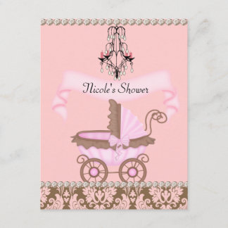 VINTAGE DAMASK GIRL BABY Dusche EINLADEN Einladung