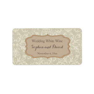 Vintage-Damask-Hochzeits-Weinpräsentation Adressaufkleber